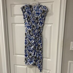 Maggy London Blue and Black Wrap Dress